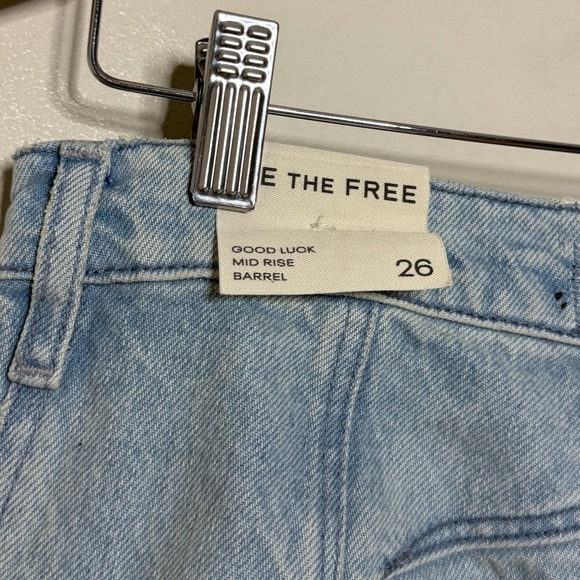 Free People We The Free Good Luck Mid-Rise Barrel Jeans in Barnyard Blue - Picture 12 of 12